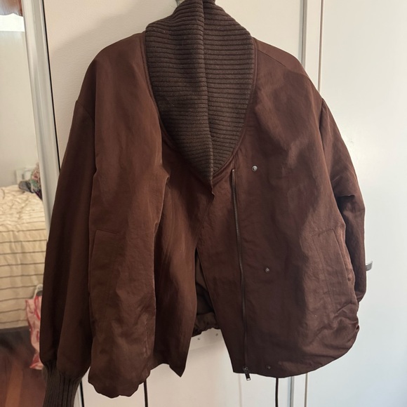 ZARA ZW COLLECTION RIBBED JACKET - Chocolate - Picture 6 of 8